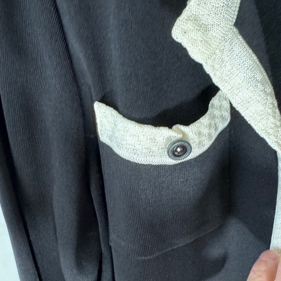 Exclusively Misook Blacjk/White Acrylic Button Cuff Open Cardigan Sz L - Picture 5 of 6